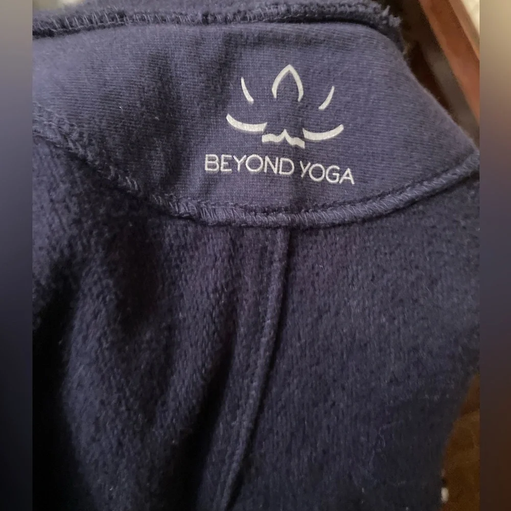 Beyond Yoga Scarf Sweater Fleece Jacket Navy Blue Organic Cotton Size‎ M